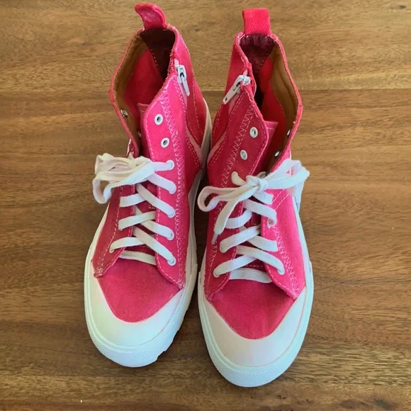 Lucky Brand Shoes Womens Red Lucky Brand High Top Canvas Shoes